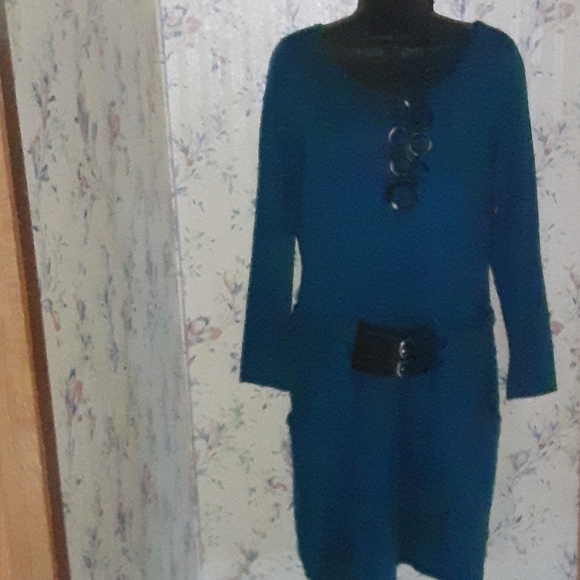 A.N.A Sweater Dress with attached waist belt - Picture 2 of 3